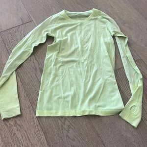 Lululemon Lime yellow Long Sleeve Top with Thumb Holes